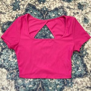 Hot Pink Open Back Crop Top